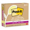 Post It Notes Super Sticky 100% Recycled Paper Super Sticky Notes, Ruled, 4 x 4, Wanderlust Pastels, 70 Sheets/Pad, 3PK 70007079596